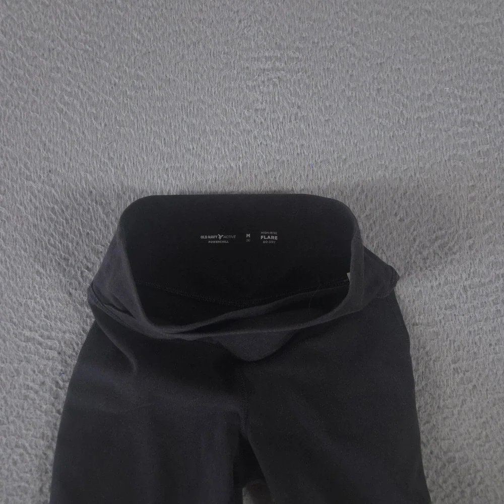 Old Navy Leggings Girls 8 Black PowerChill Crossover High-Waisted Flared Leg